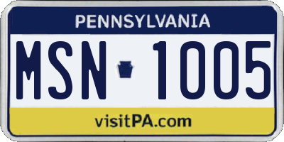 PA license plate MSN1005