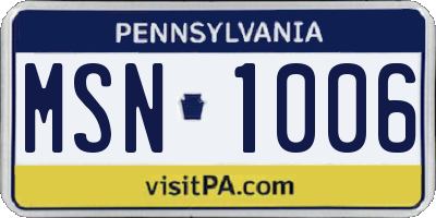 PA license plate MSN1006