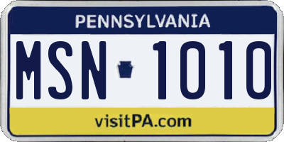 PA license plate MSN1010
