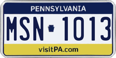 PA license plate MSN1013