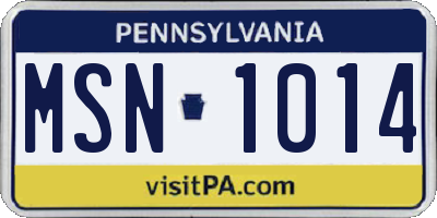 PA license plate MSN1014