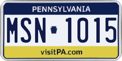 PA license plate MSN1015