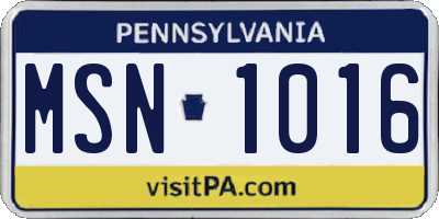PA license plate MSN1016