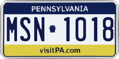 PA license plate MSN1018