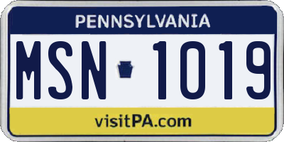 PA license plate MSN1019