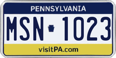 PA license plate MSN1023