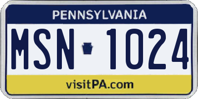PA license plate MSN1024