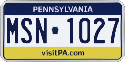 PA license plate MSN1027