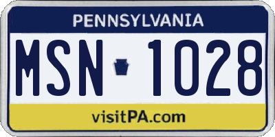 PA license plate MSN1028