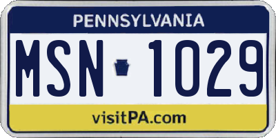 PA license plate MSN1029