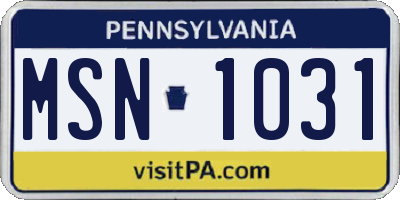 PA license plate MSN1031