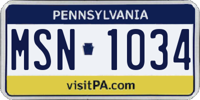 PA license plate MSN1034