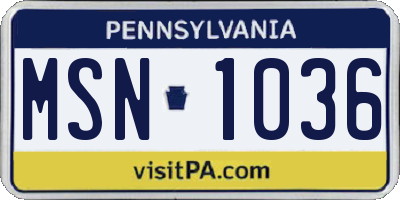 PA license plate MSN1036