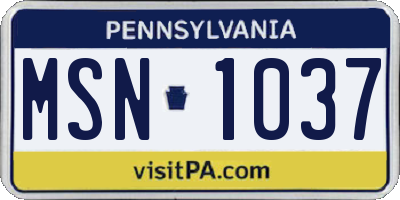 PA license plate MSN1037