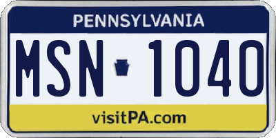 PA license plate MSN1040