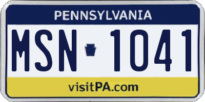 PA license plate MSN1041