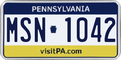 PA license plate MSN1042