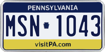 PA license plate MSN1043