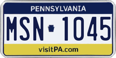 PA license plate MSN1045
