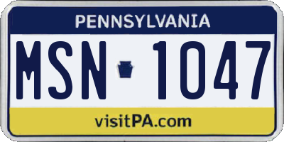PA license plate MSN1047