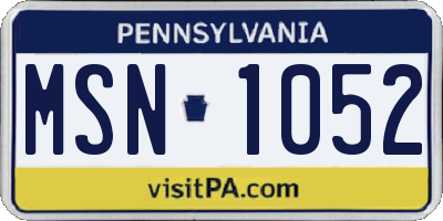 PA license plate MSN1052