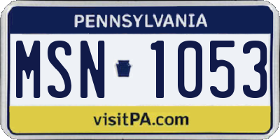 PA license plate MSN1053