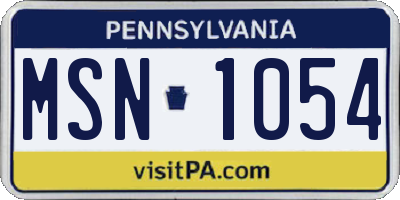 PA license plate MSN1054
