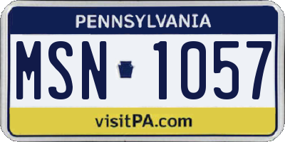 PA license plate MSN1057
