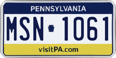 PA license plate MSN1061