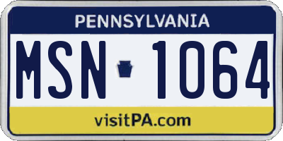 PA license plate MSN1064