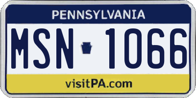PA license plate MSN1066