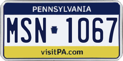 PA license plate MSN1067