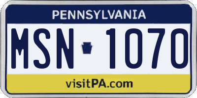 PA license plate MSN1070