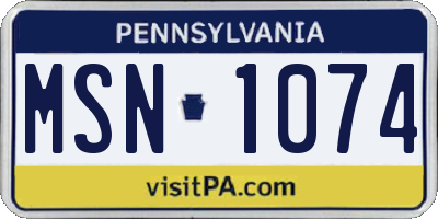 PA license plate MSN1074
