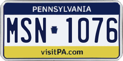 PA license plate MSN1076