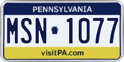 PA license plate MSN1077