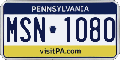 PA license plate MSN1080