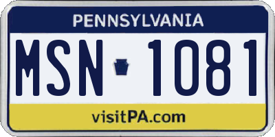 PA license plate MSN1081
