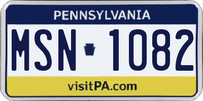 PA license plate MSN1082