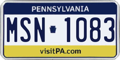 PA license plate MSN1083