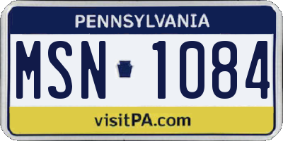 PA license plate MSN1084