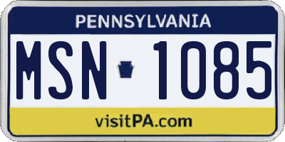 PA license plate MSN1085