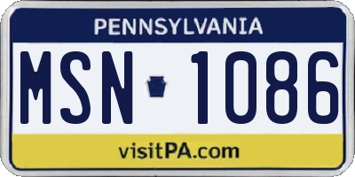 PA license plate MSN1086