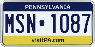 PA license plate MSN1087