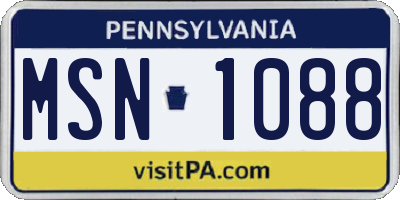 PA license plate MSN1088