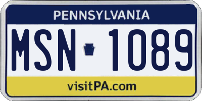 PA license plate MSN1089