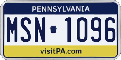 PA license plate MSN1096