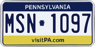 PA license plate MSN1097