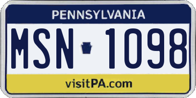 PA license plate MSN1098