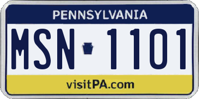 PA license plate MSN1101